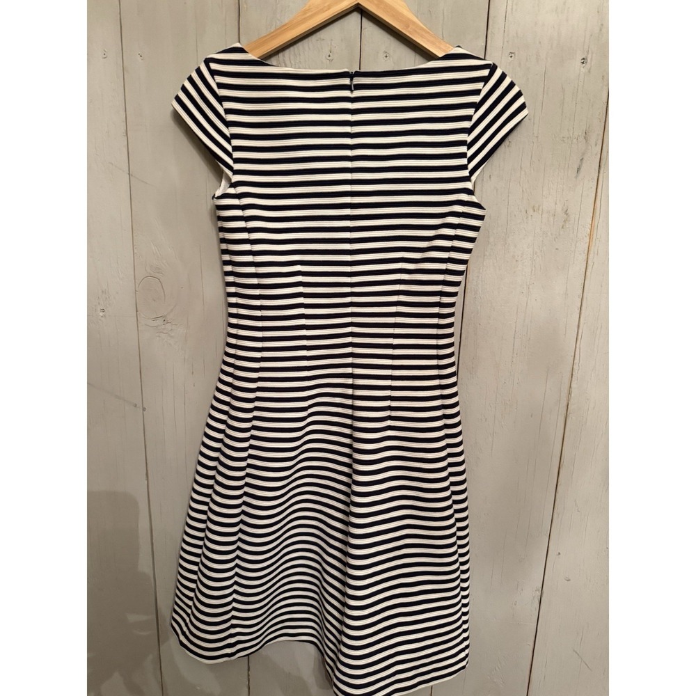 Lilly Pulitzer Dress Briella Navy White Stripe Cap Sleeve Zip Back A‎ Line XS - Picture 8 of 11